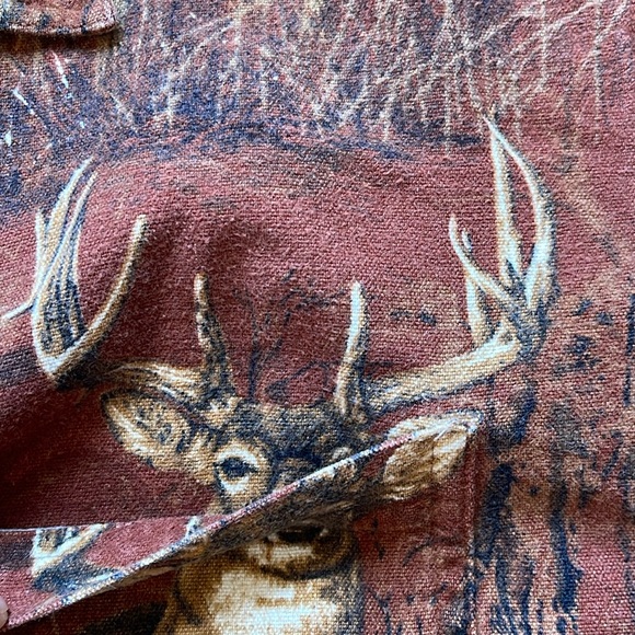 Vintage 90s Bluff Creek All Over Print Deer Nature Graphic Button Up Shirt - Picture 4 of 7